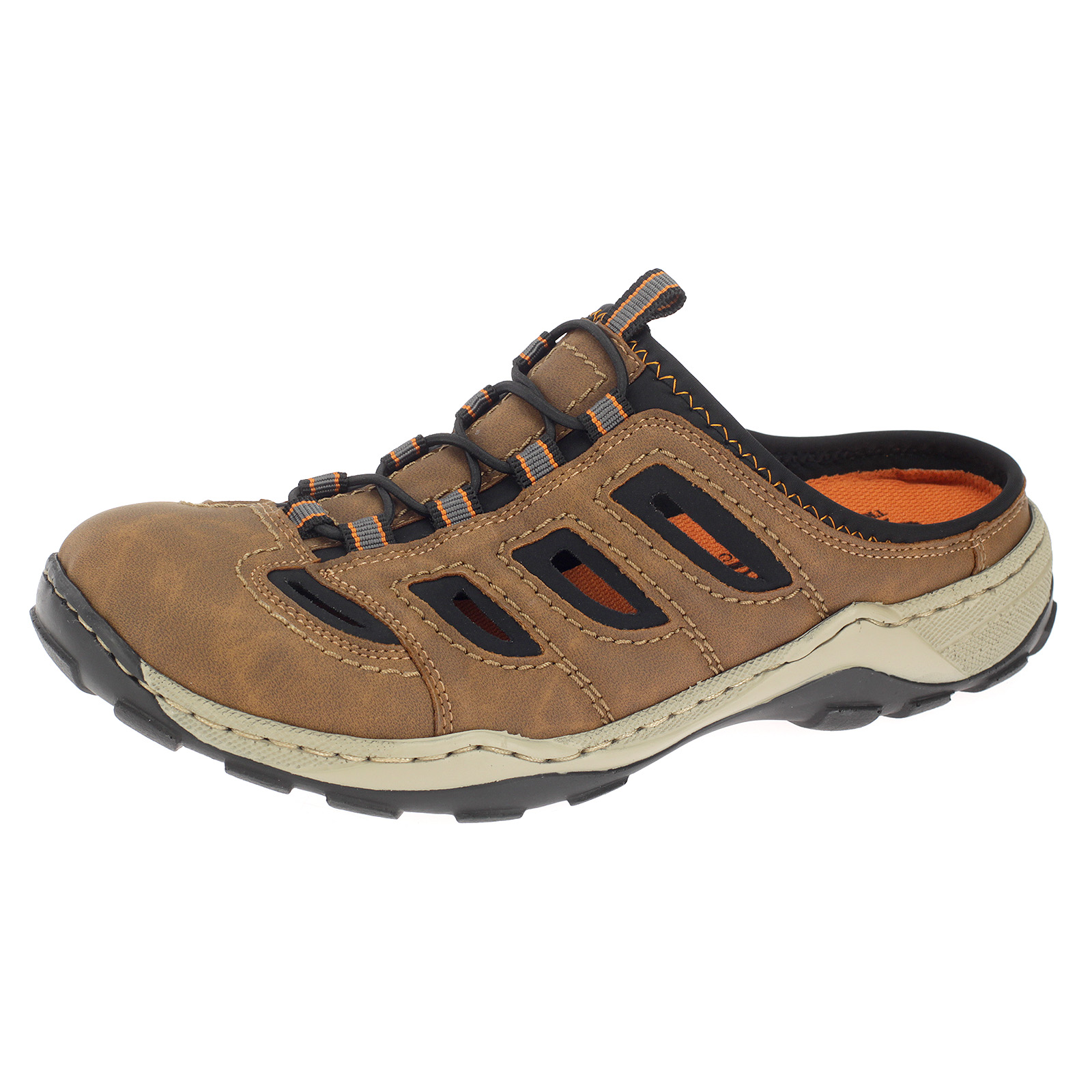 Rieker Herren Clogs Pantoletten Slipper Flach Sandale Latschen Braun 08096-25 Rieker Herren Clogs Pantoletten Slipper Flach Sandale Latschen Braun 08096-25