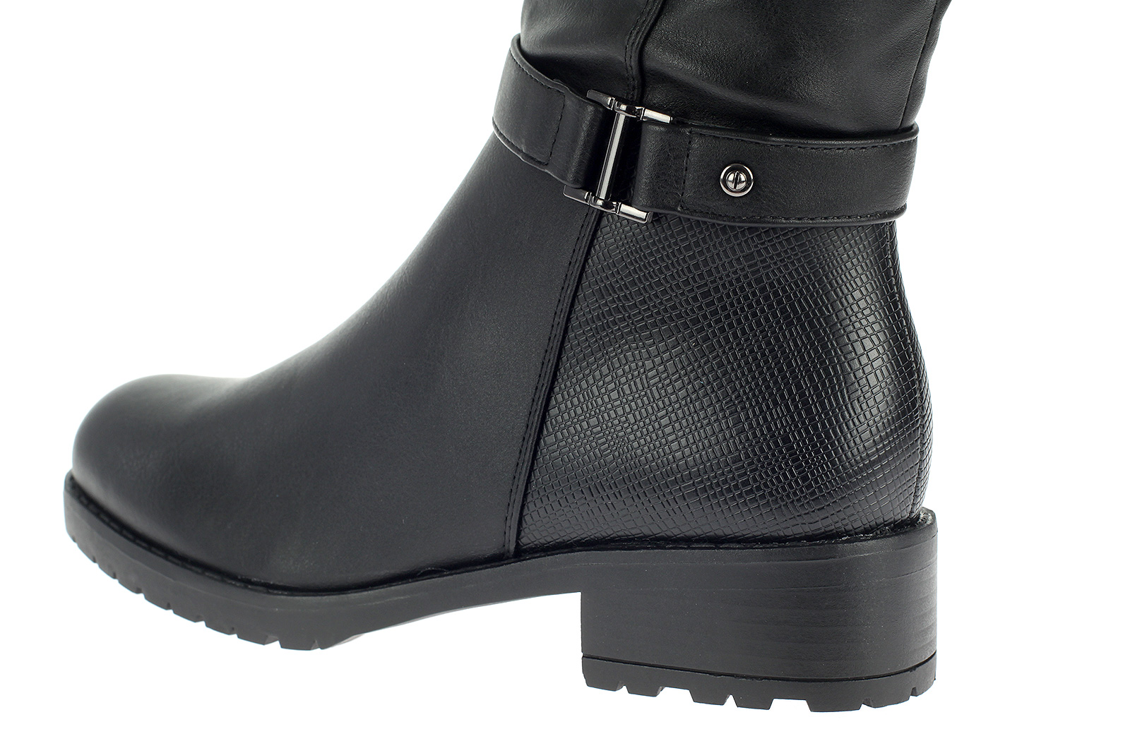 Damen Stiefel Winterstiefel Boot Warm Gefüttert Leder-Optik Schuhe Schwarz X9813-black