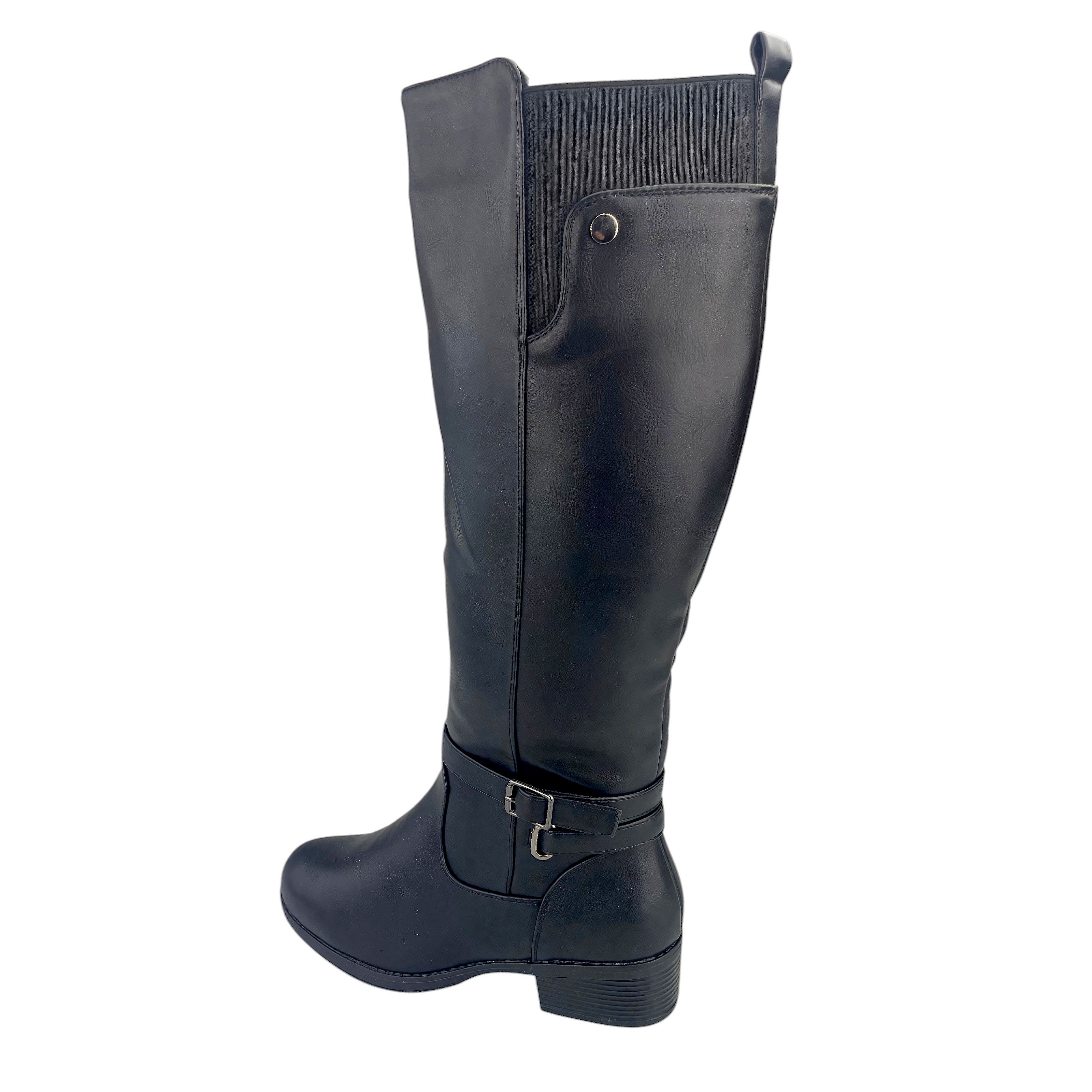 Damen Stiefel Boots Winterstiefel Gefüttert Blockabsatz Profilsohle Leder-Optik