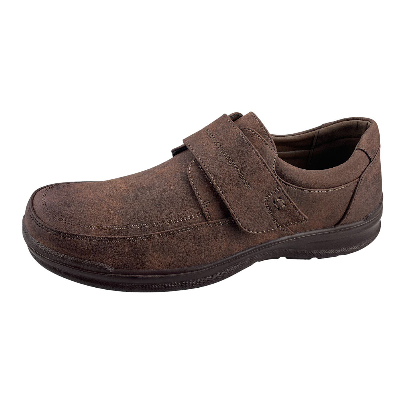 Herren Halbschuhe Klettverschluss Slipper Mokassins Schlupfschuhe Schuhe Neu Braun EUR 42