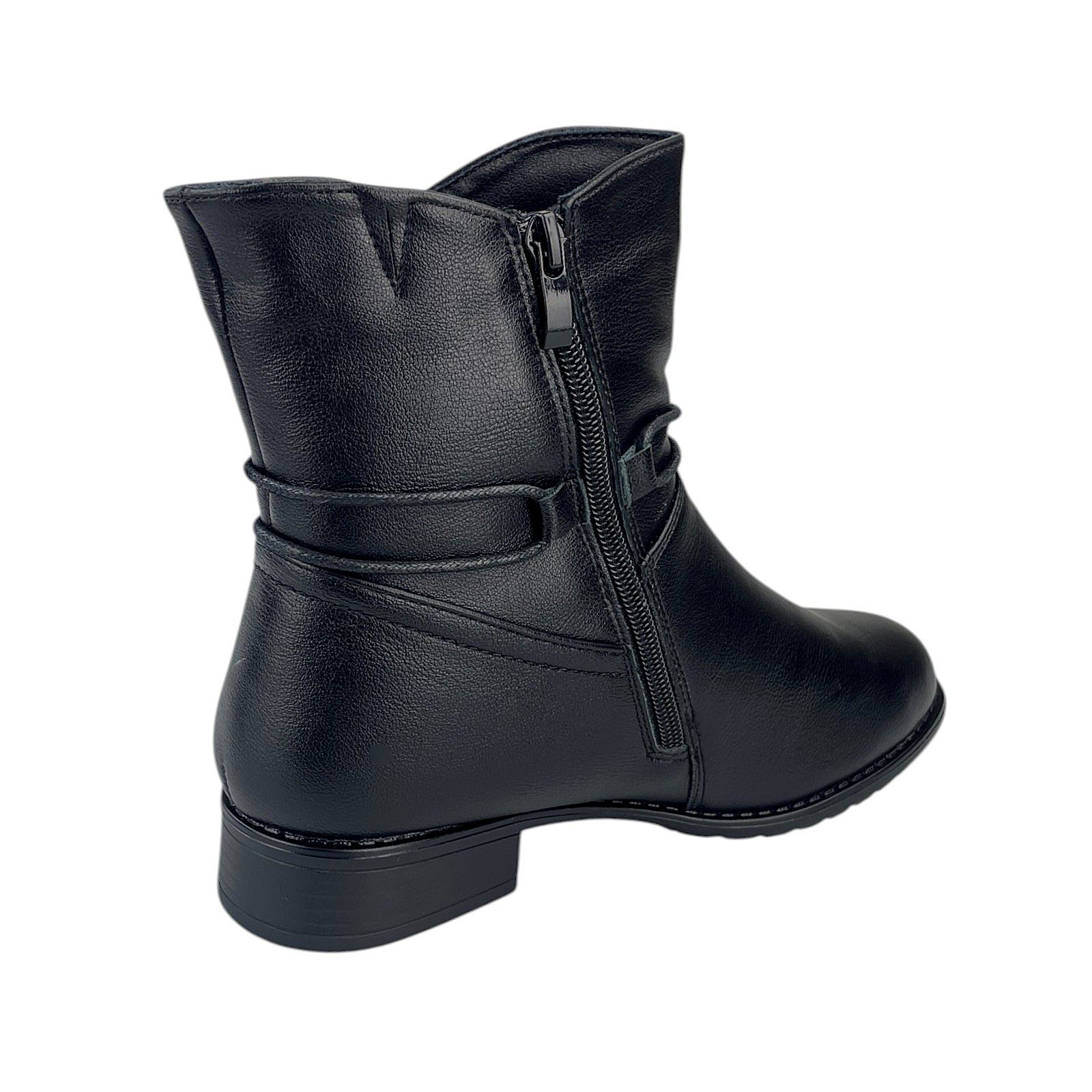 Damen Stiefel Boots Winterstiefel Gefüttert Blockabsatz Profilsohle Leder-Optik
