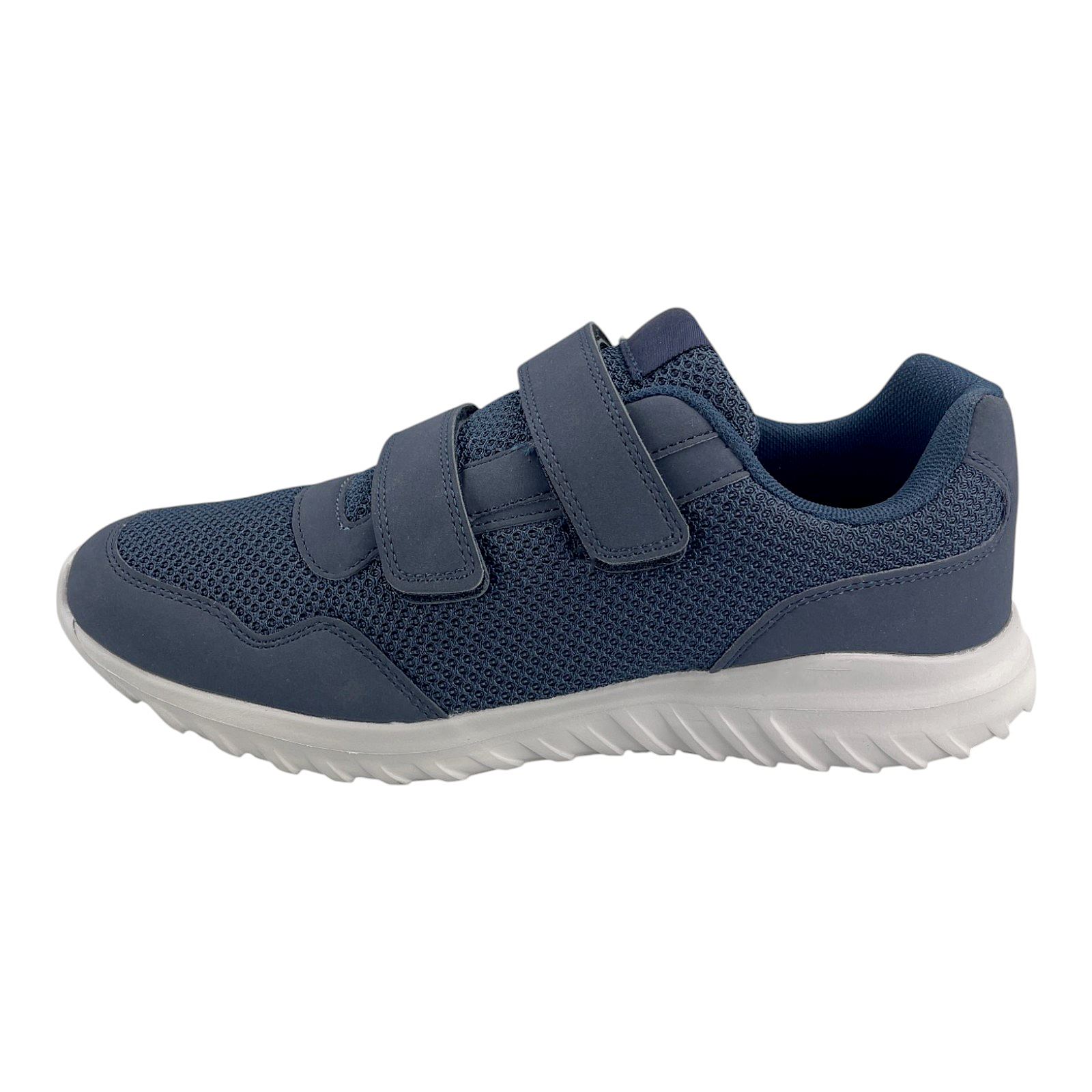 Herren Sneaker Klettverschluss Textil Sportschuhe Freizeit Leicht Turnschuhe NEU Blau 42