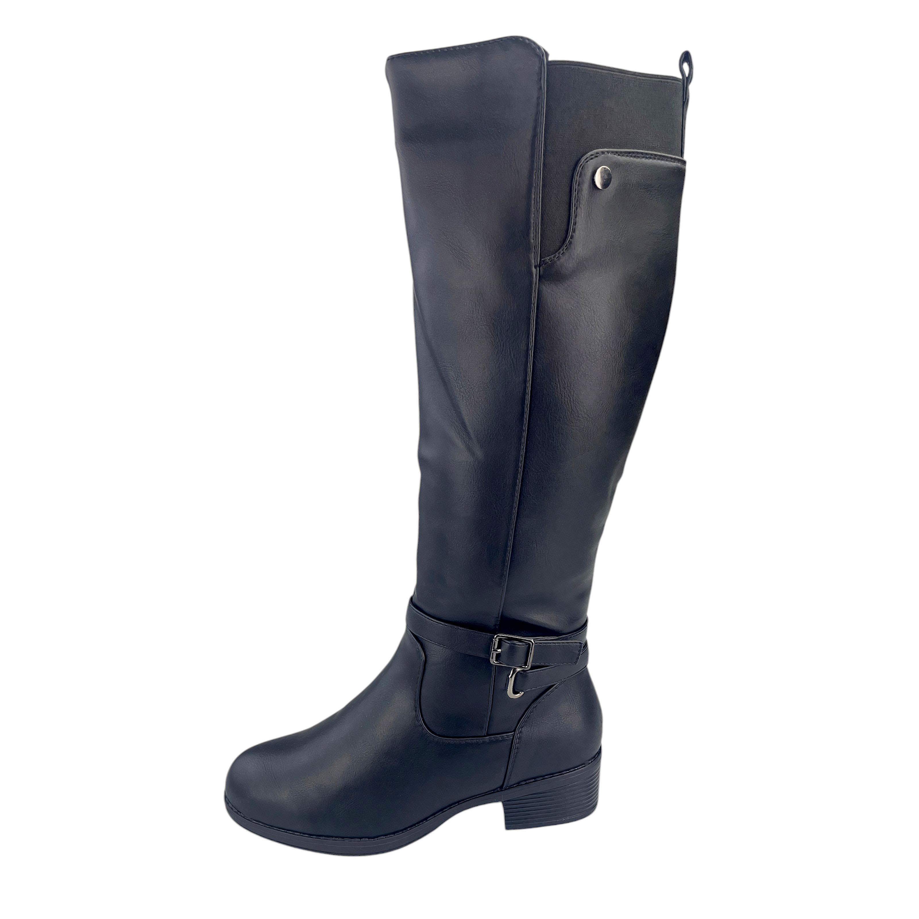 Damen Stiefel Boots Winterstiefel Gefüttert Blockabsatz Profilsohle Leder-Optik