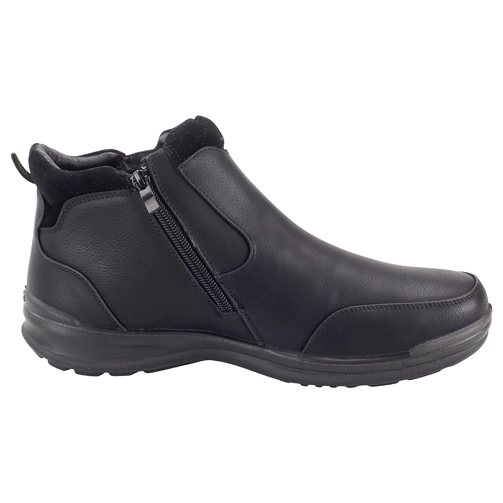 Herren Stiefeletten mit Reißverschluss und Profilsohle - Gefütterte Kurzschaftstiefel in Leder-Optik von Dvina Comfort 1330