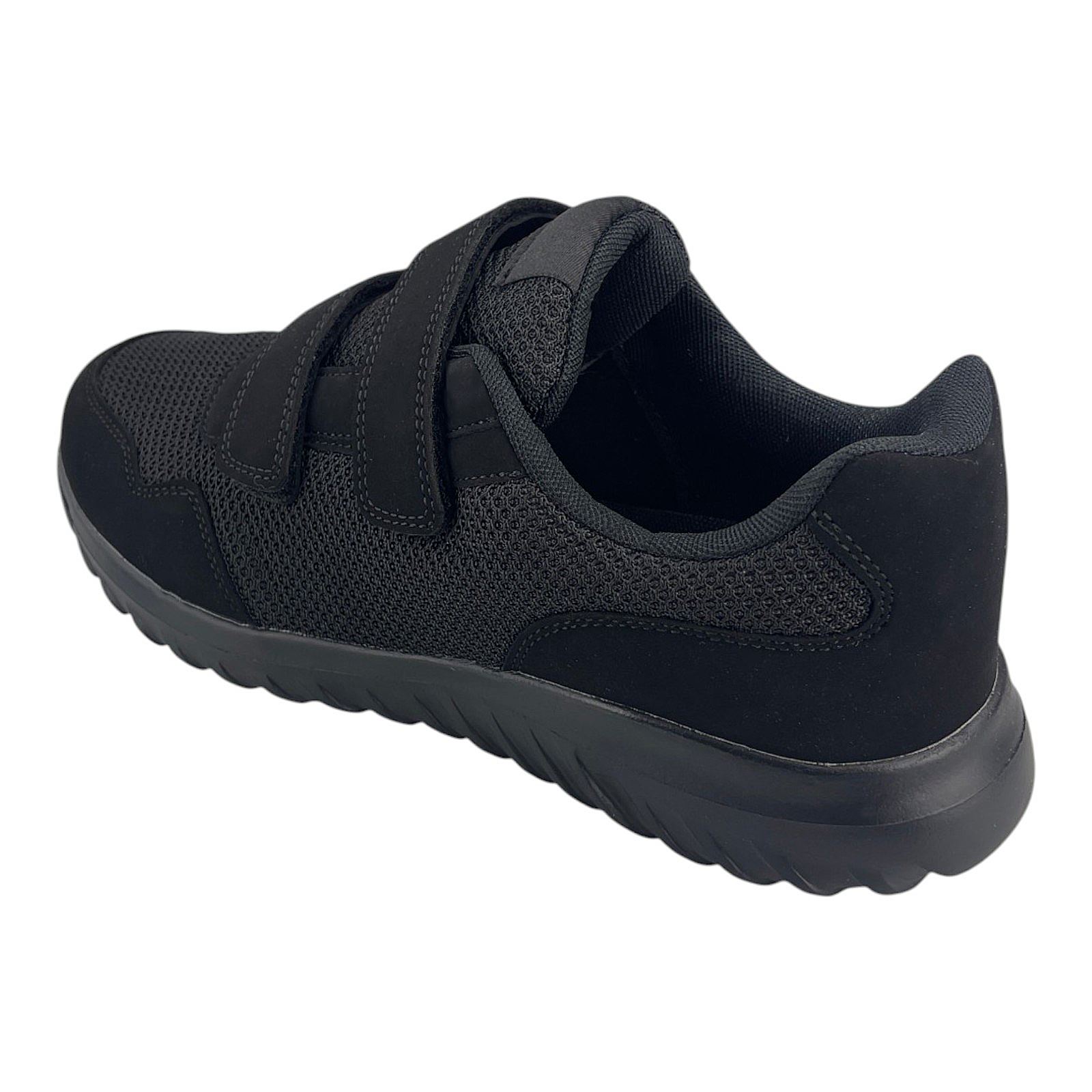 Herren Sneaker Klettverschluss Textil Sportschuhe Freizeit Leicht Turnschuhe NEU Schwarz 44