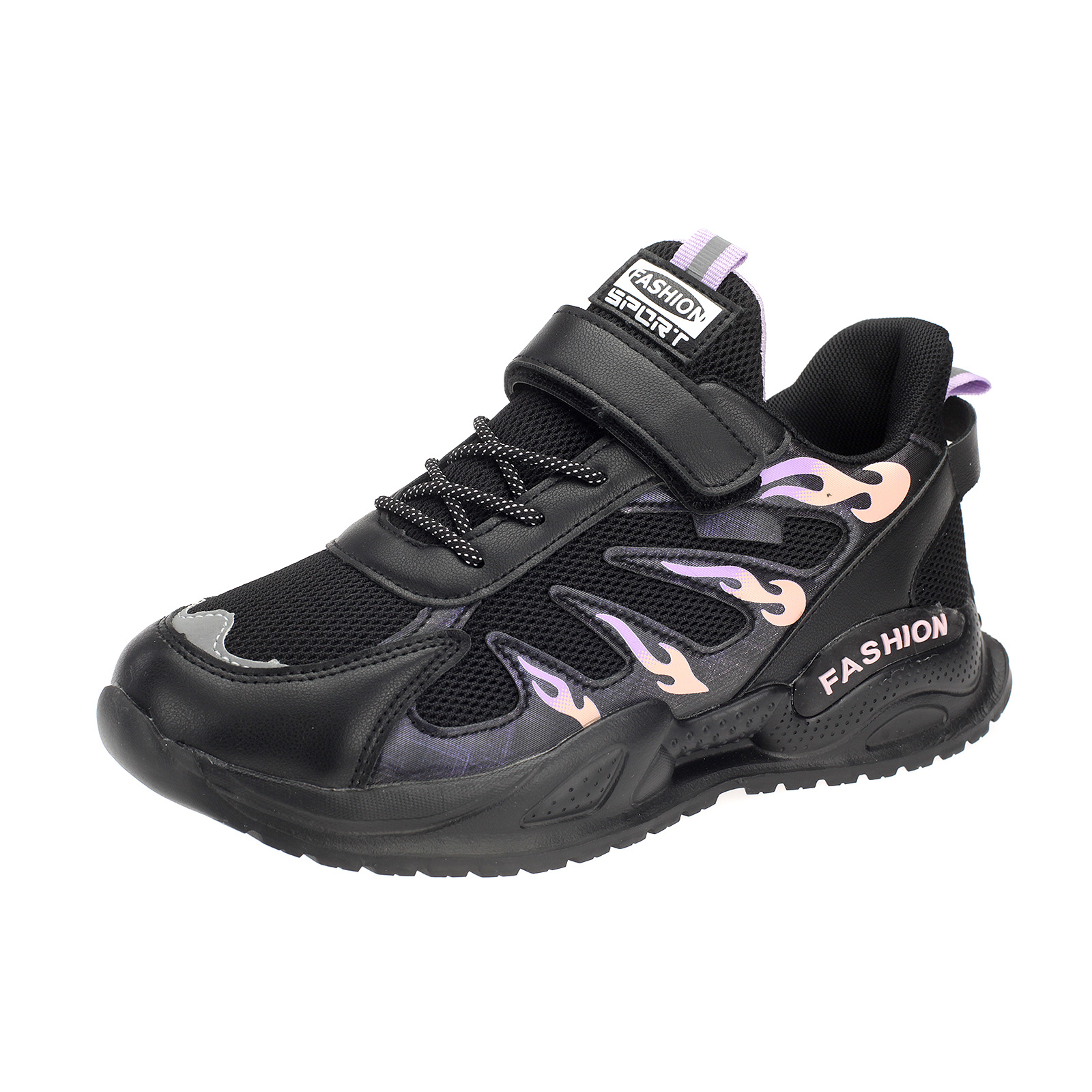 Kinderschuhe Sneaker mit Klettverschluss Sportschuhe 4060 Schwarz Lila