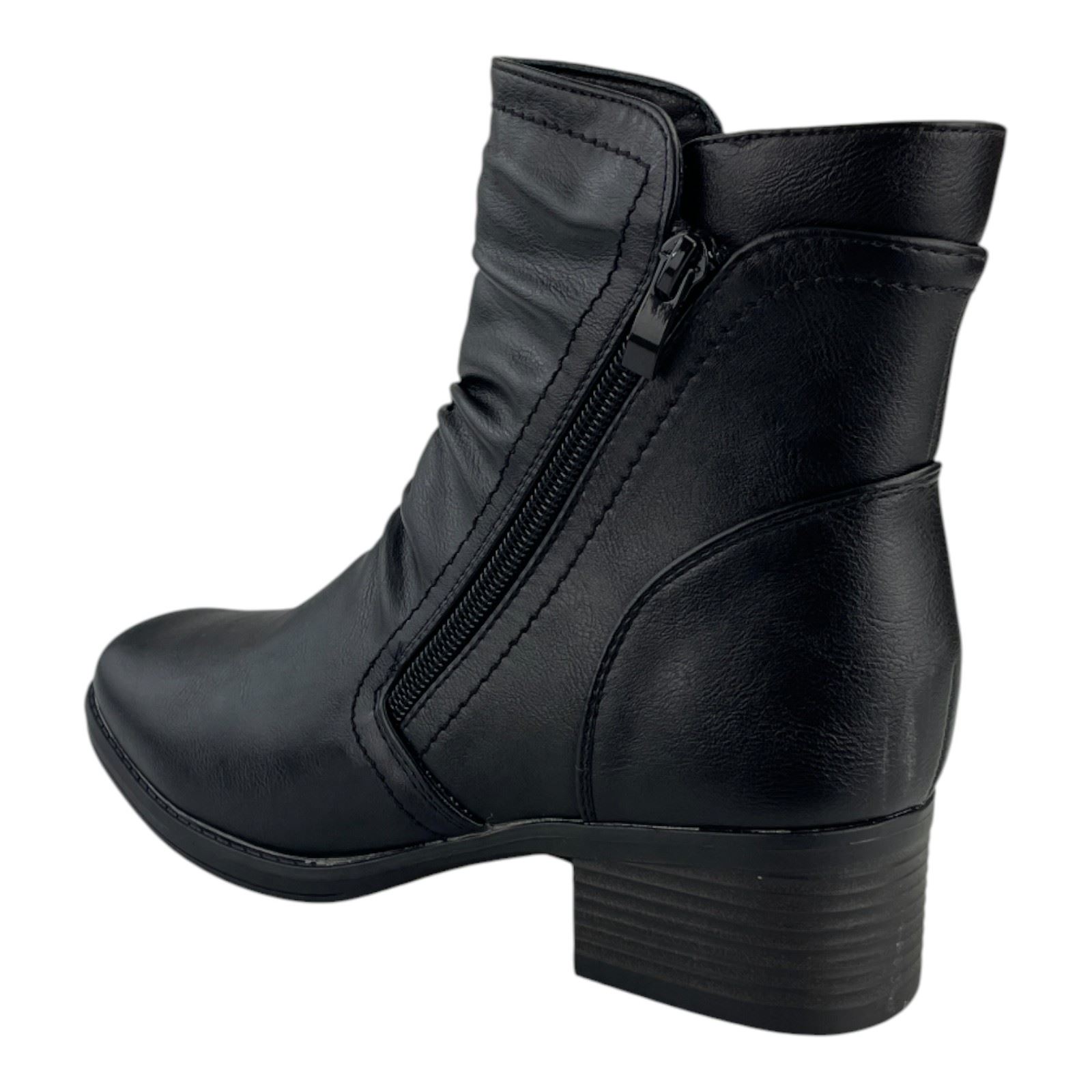 Damen Stiefel Boots Winterstiefel Gefüttert Blockabsatz Stiefeletten Leder-Optik Schwarz 39
