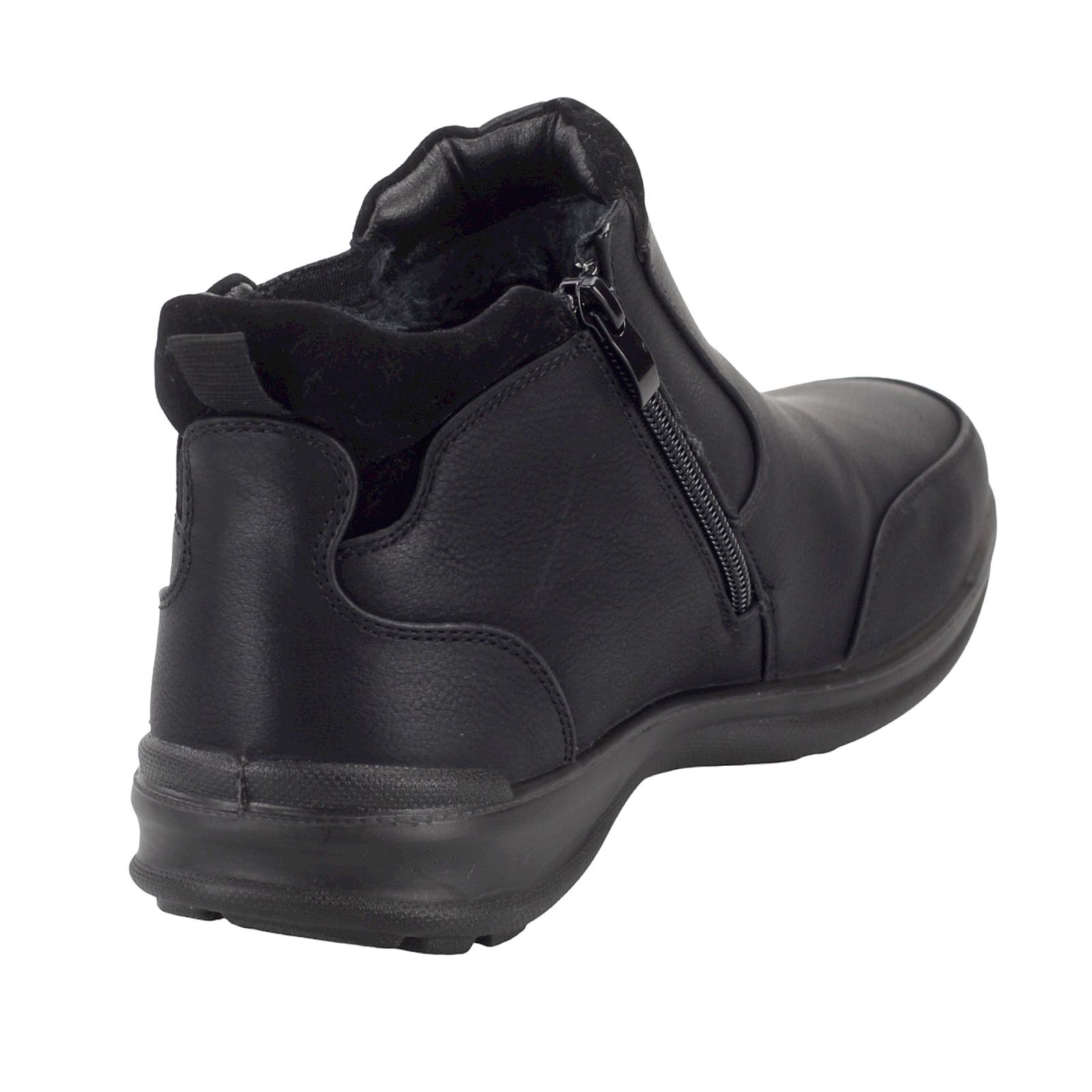 Herren Stiefeletten mit Reißverschluss und Profilsohle - Gefütterte Kurzschaftstiefel in Leder-Optik von Dvina Comfort 1330