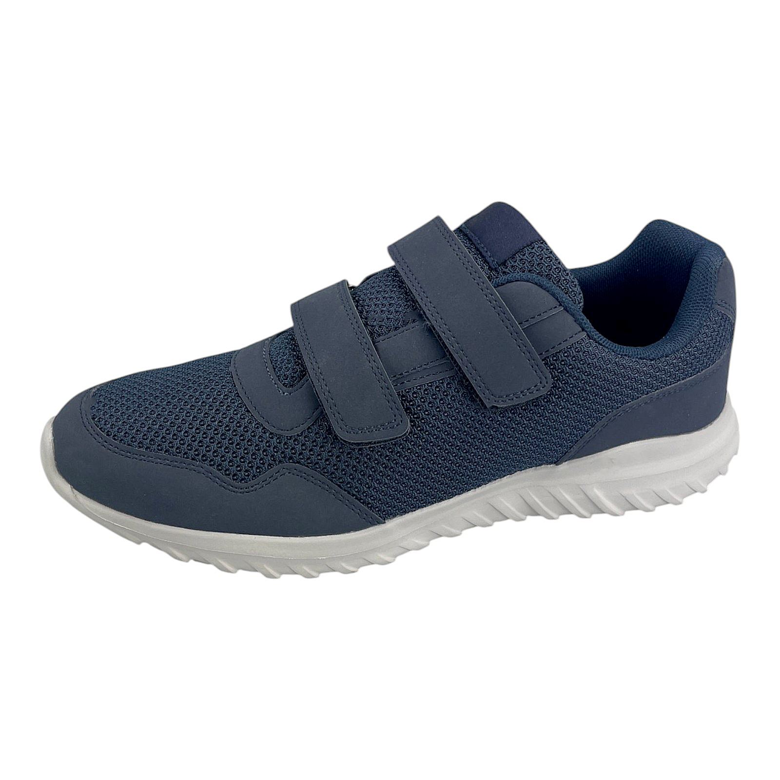 Herren Sneaker Klettverschluss Textil Sportschuhe Freizeit Leicht Turnschuhe NEU Blau 42
